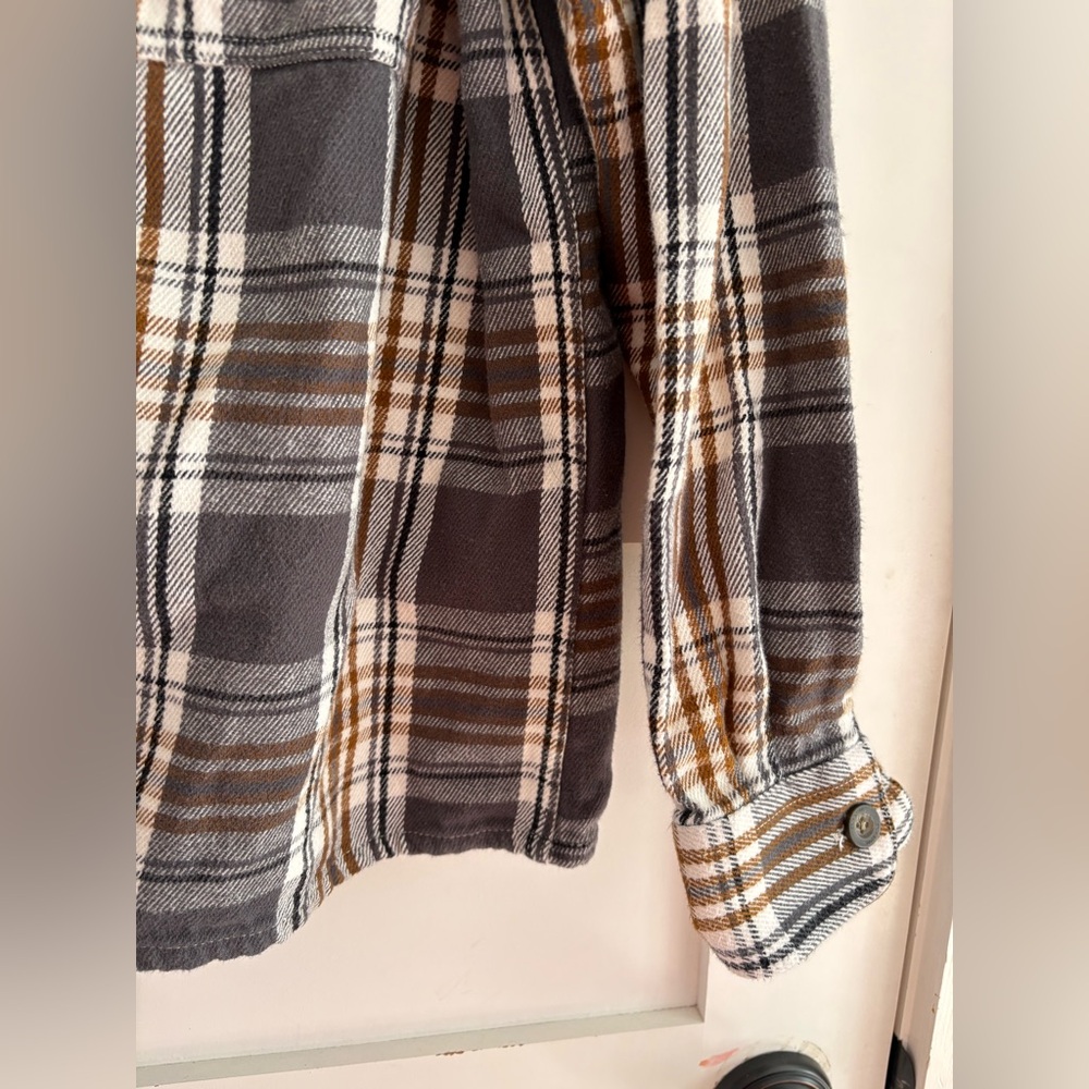 Only & Sons Grey & Brown Plaid Flannel Shirt Jacket size XL - Picture 4 of 7